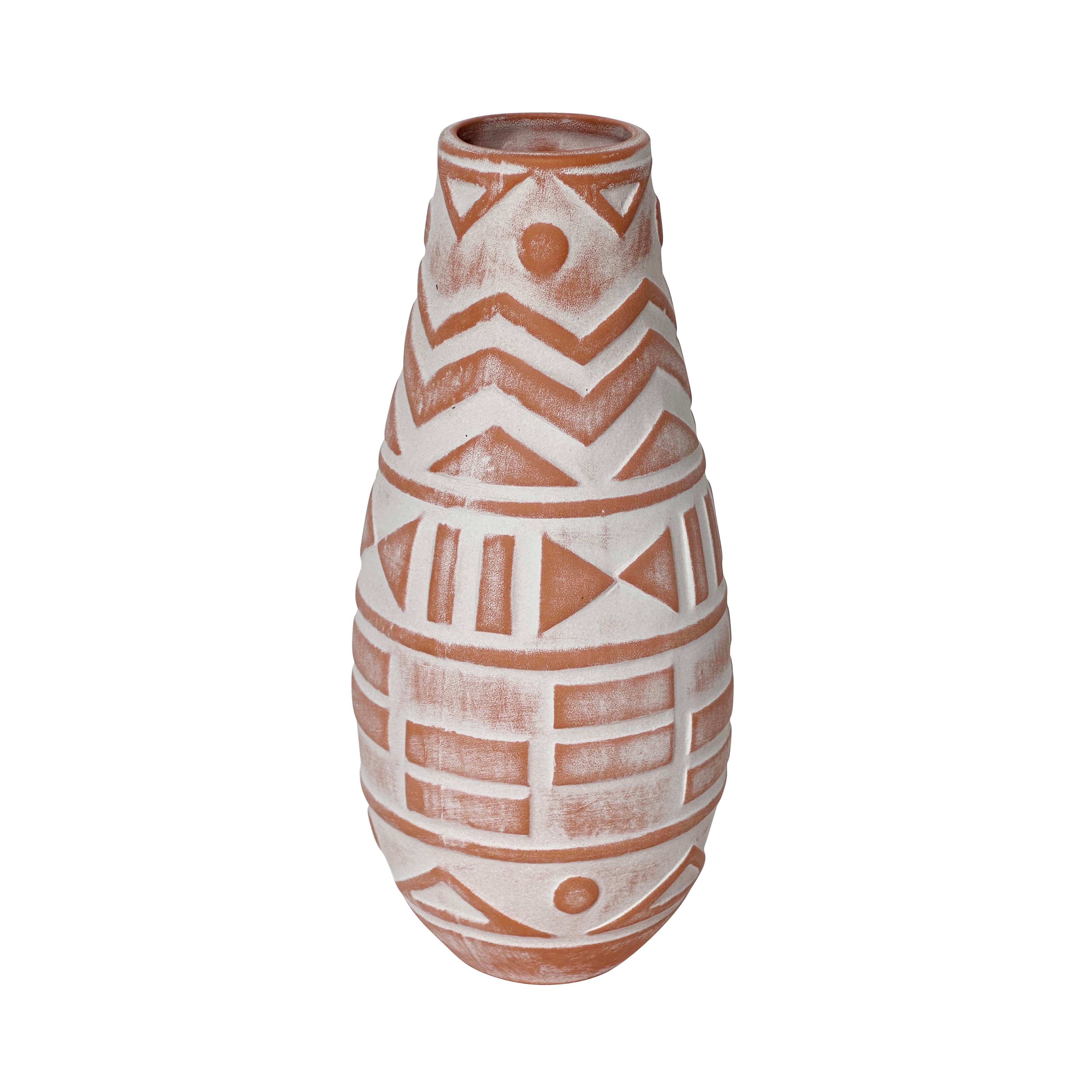 Earthenware Aztec Teardrop Flower Vase in Terracotta | TOV Furniture