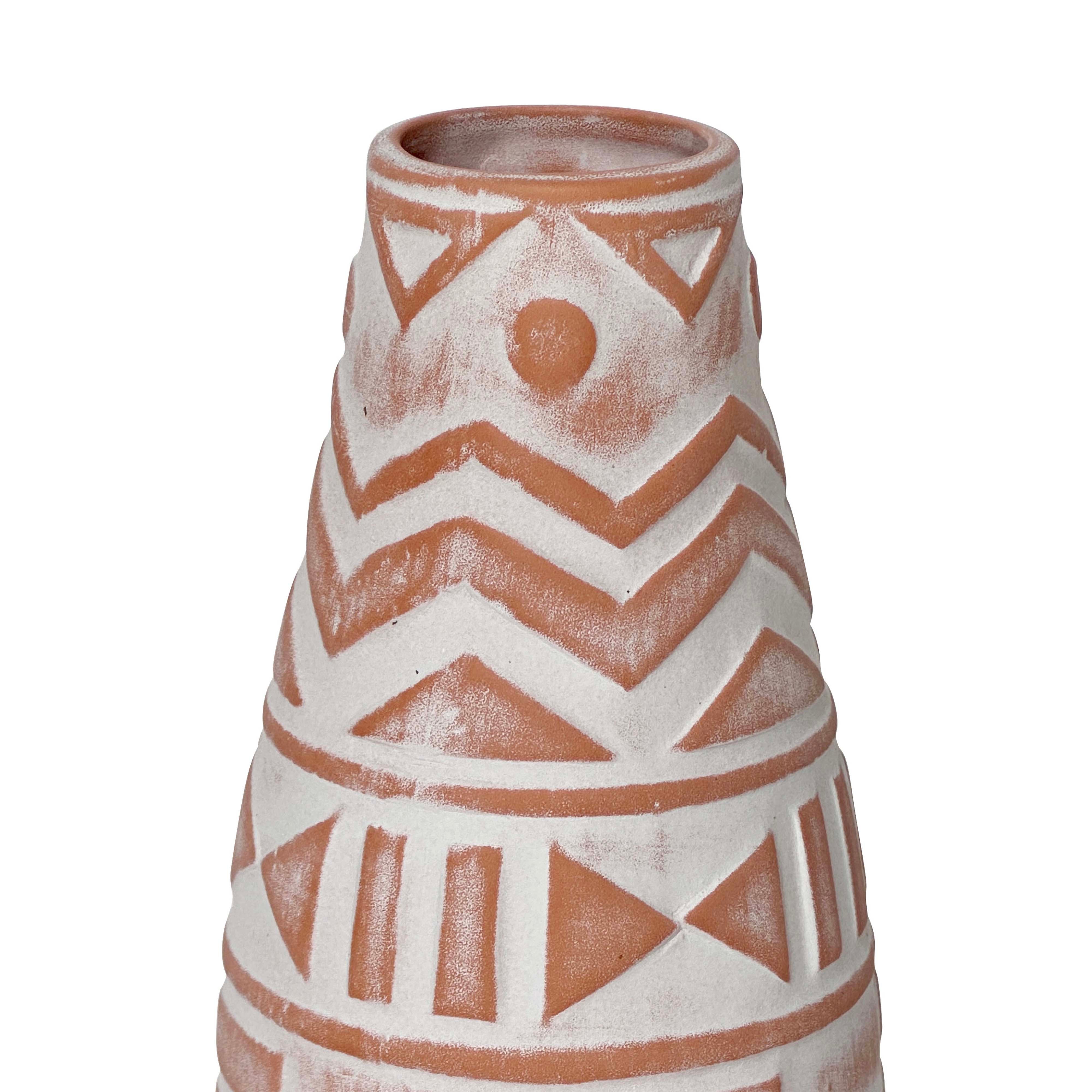 Earthenware Aztec Teardrop Flower Vase in Terracotta | TOV Furniture