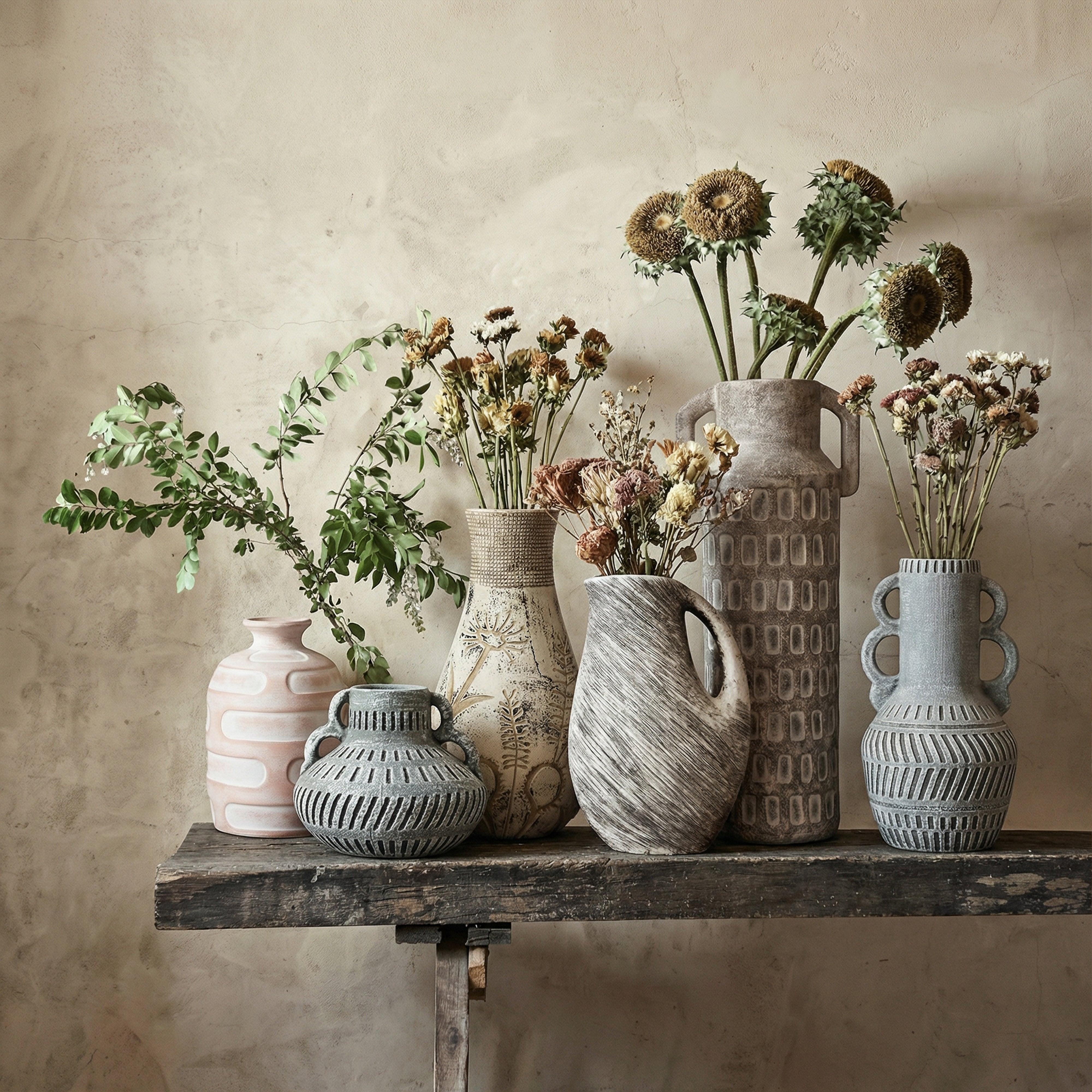 Earthenware Aztec Handled Flower Vase in Slate | TOV Furniture
