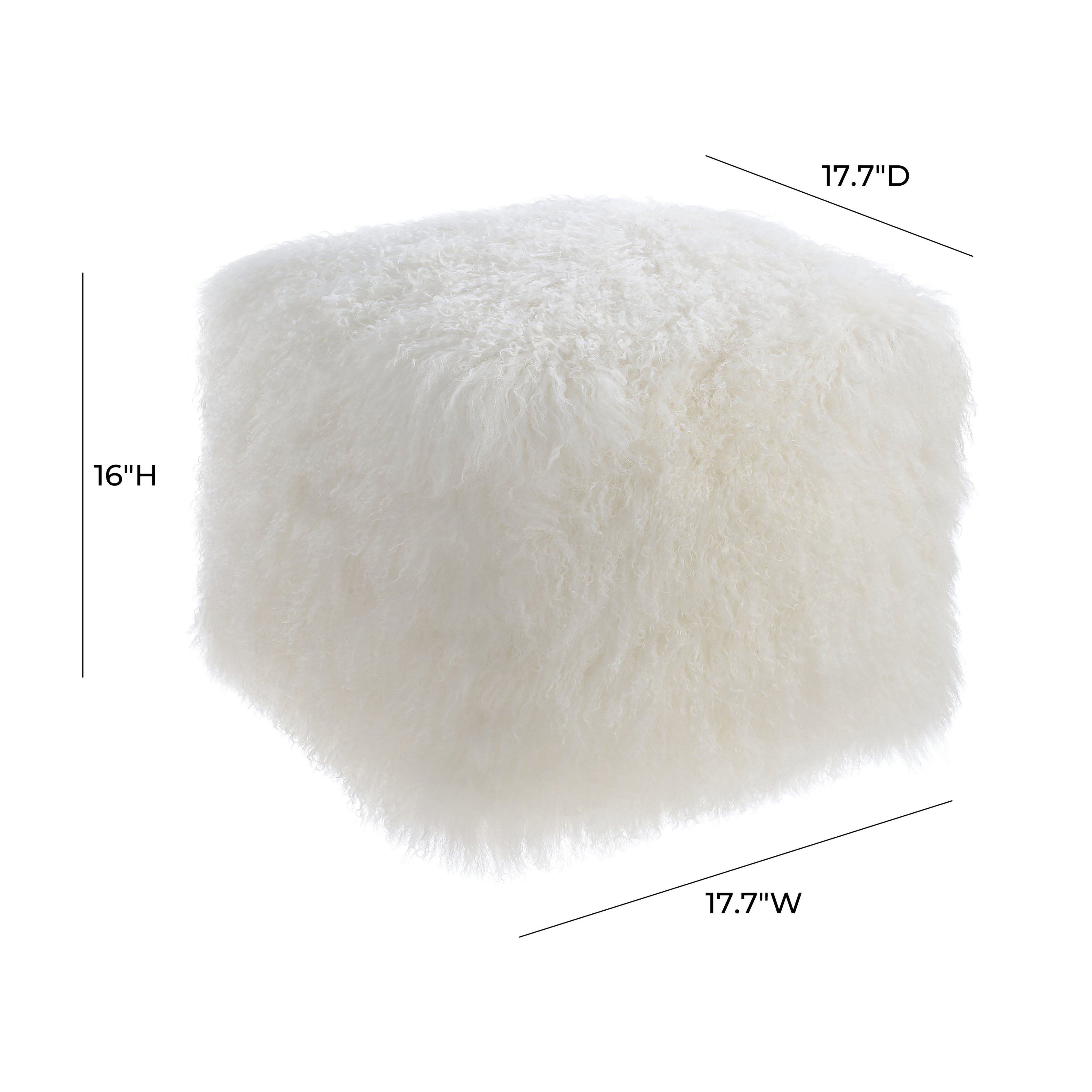 TOV Furniture Tibetan Sheep Pouf White