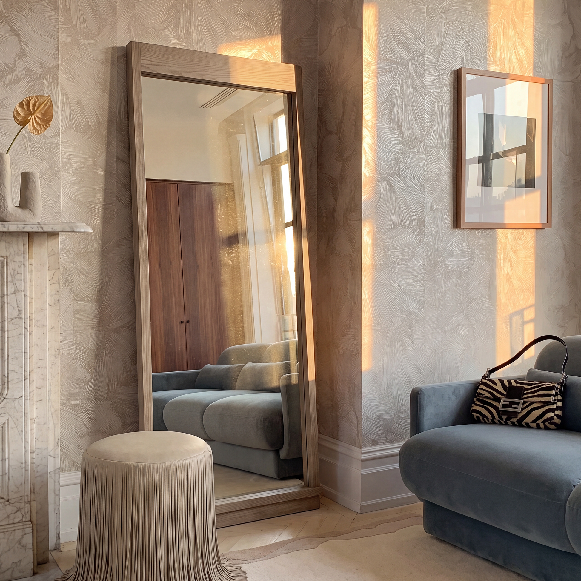 Aimee 44"X77" Solid Brushed Ash Floor Mirror - Image 2