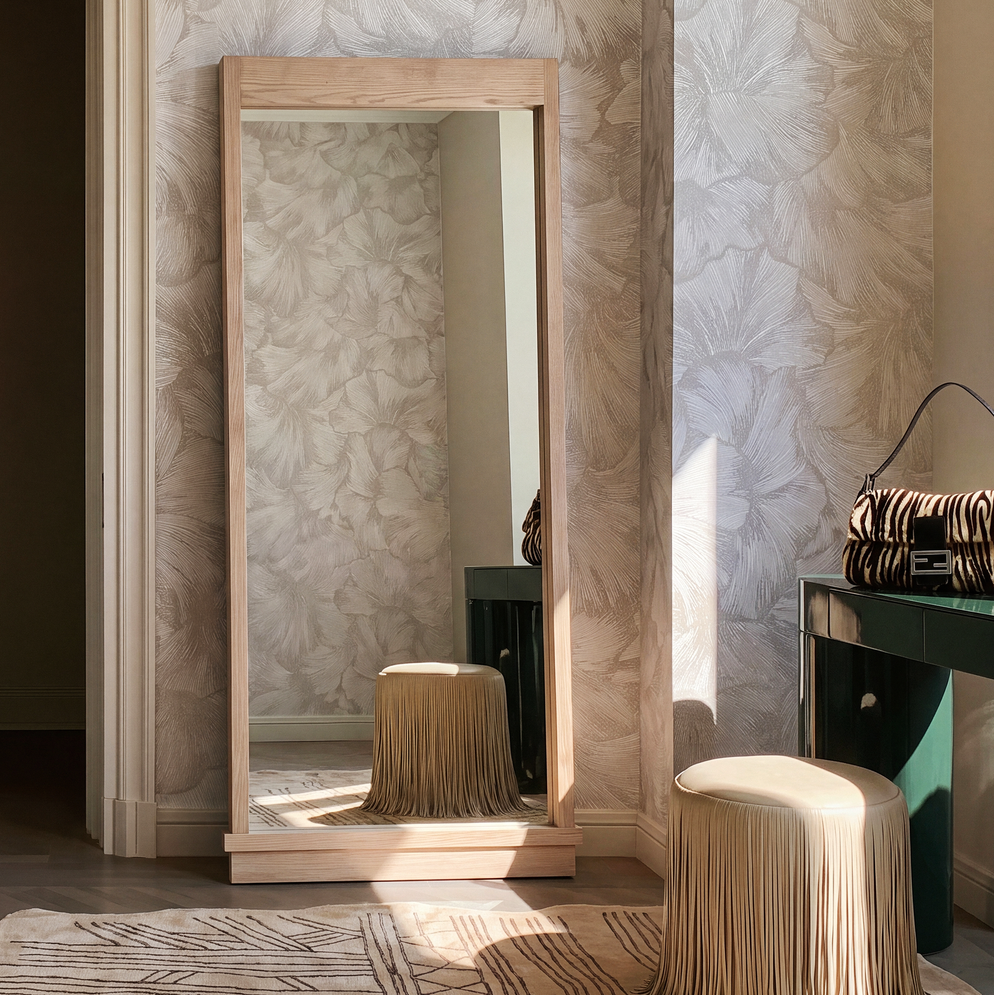 Aimee 44"X77" Solid Brushed Ash Floor Mirror - Image 8