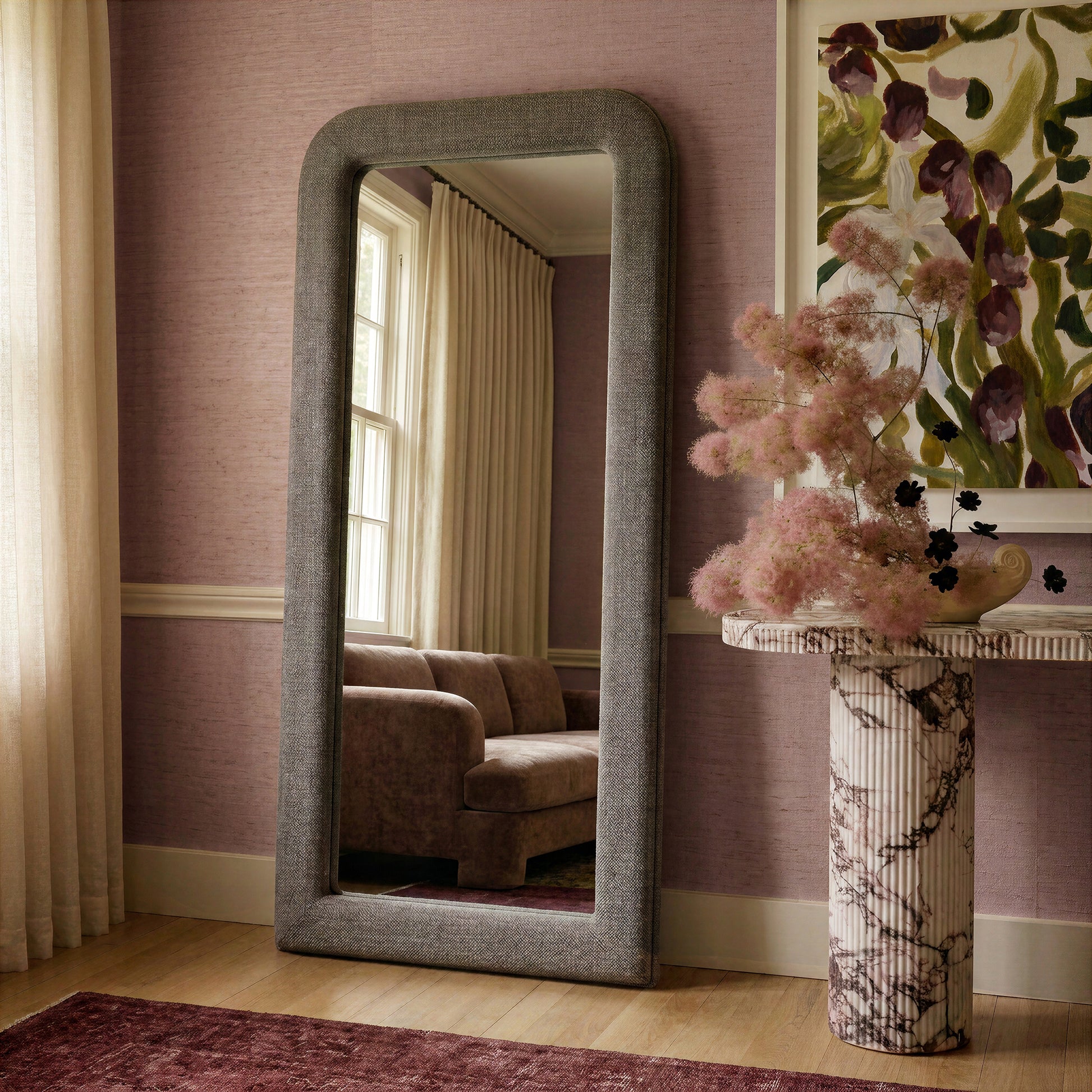 Heidi 43"X78" Upholstered Oversized Floor Mirror - Espresso - Image 2
