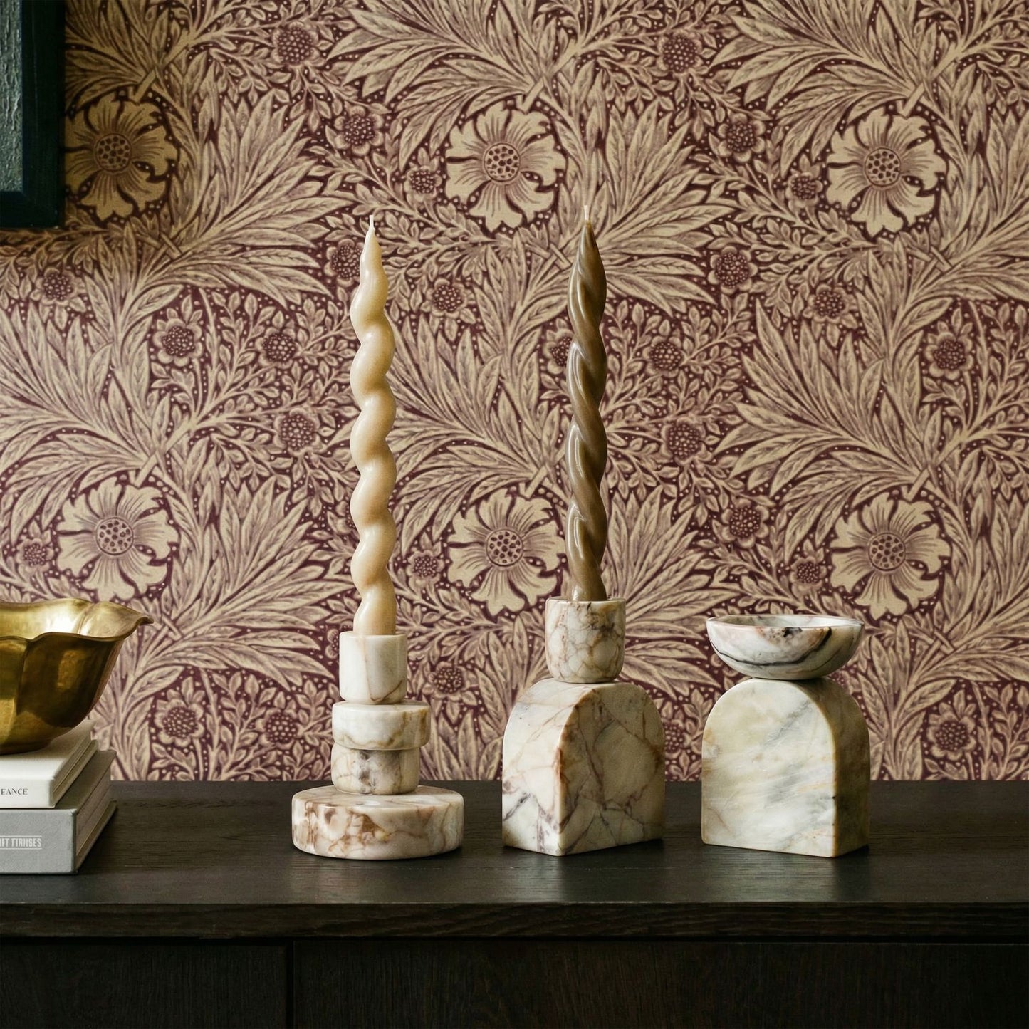 Marble White Brown Foundation Candle Holder - Image 2