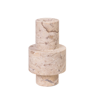 Natural Travertine Turned Candle Holder - Default Title - Image 2