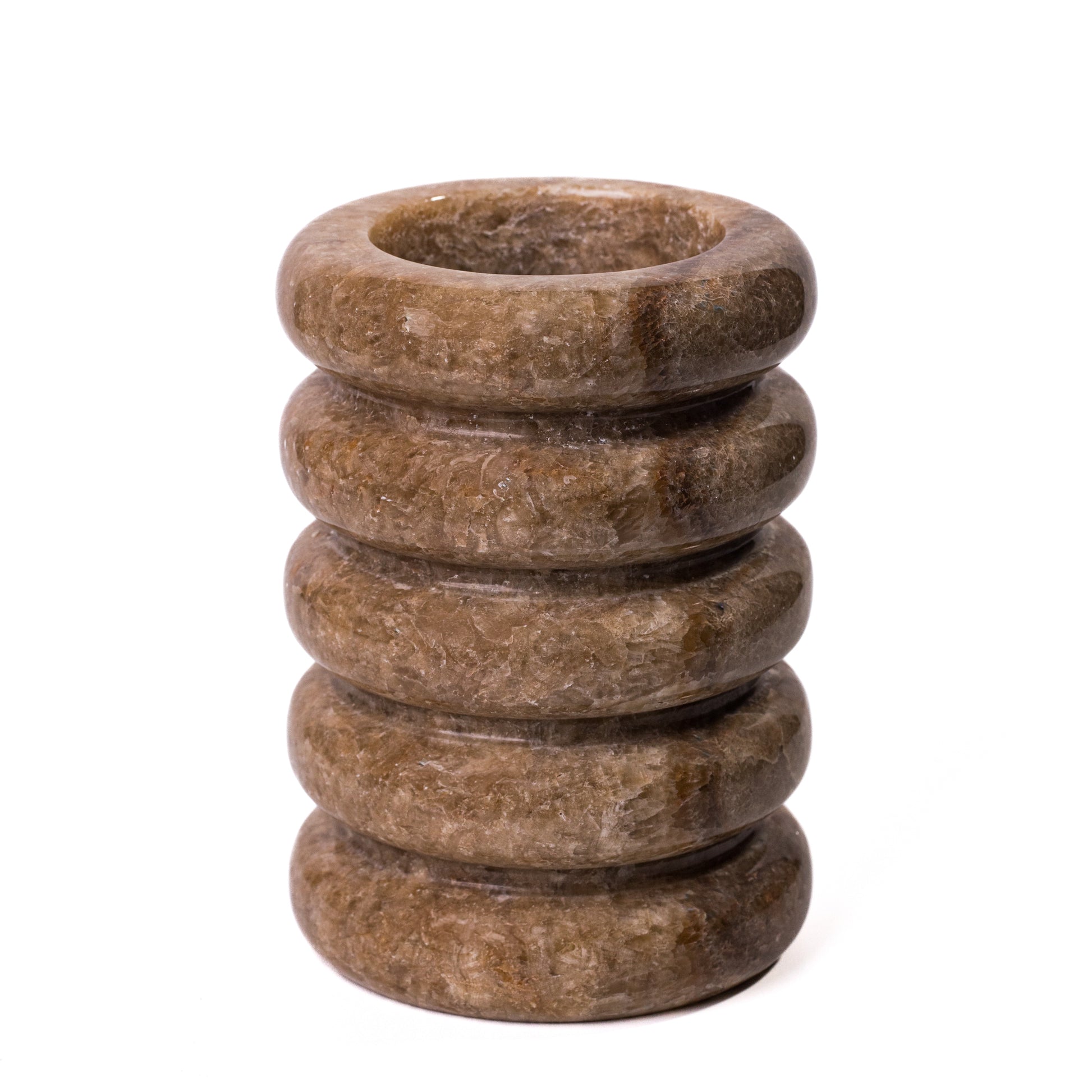 Marble Layered Decorative Vase - Brown - Image 3
