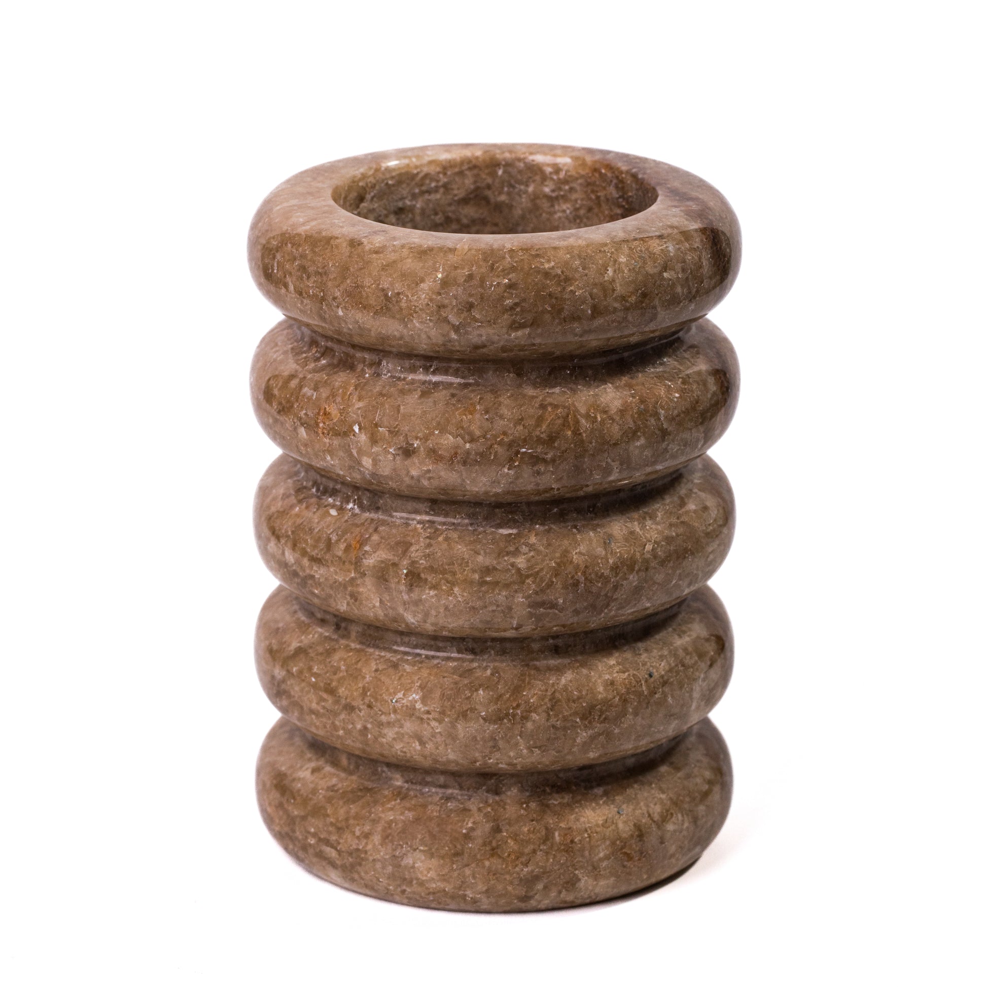 Marble Layered Decorative Vase - Brown - Image 4