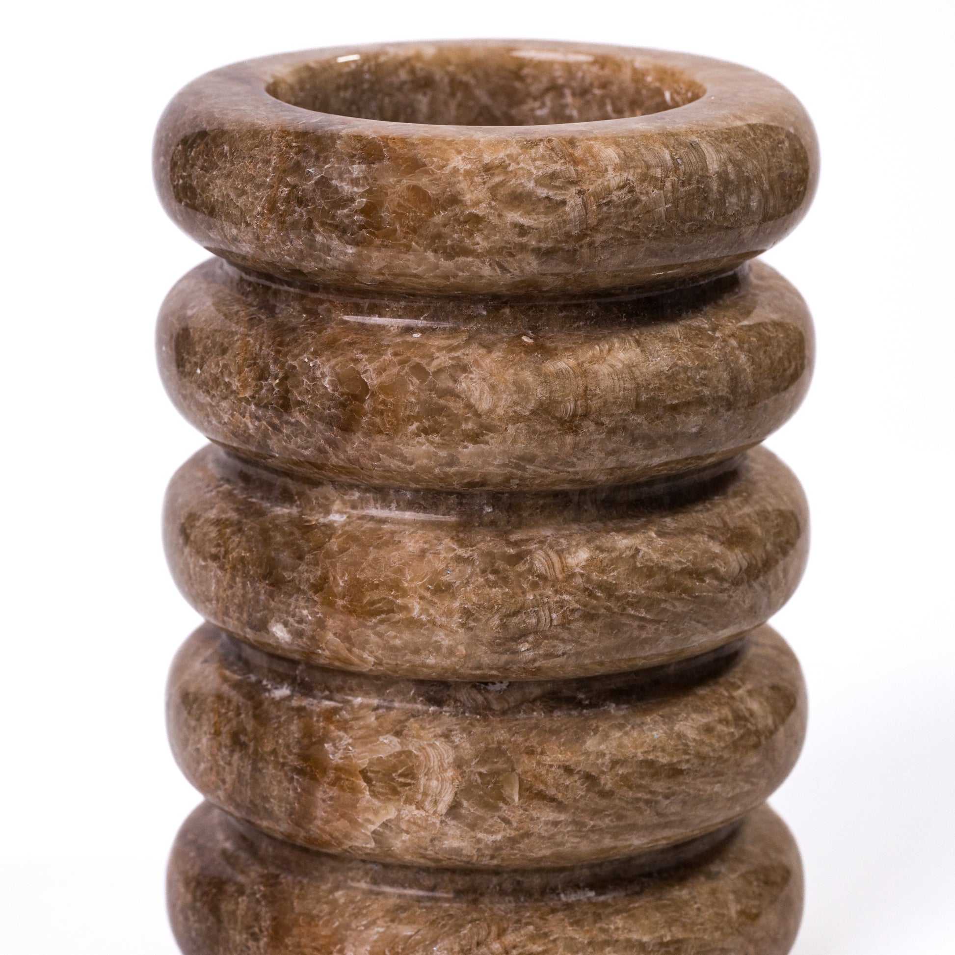 Marble Layered Decorative Vase - Brown - Image 6