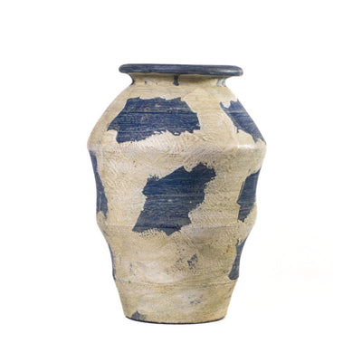 Visha Cream and Blue Terracotta Decorative Vase - Image 1