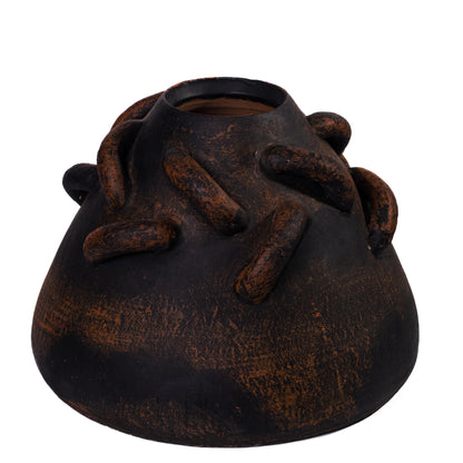 Visha Roped Dark Terracotta Decorative Vase - Default Title - Image 2