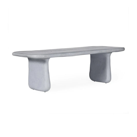 Athen 95" Grey Faux Stone Indoor/Outdoor Rectangular Dining Table - Image 1