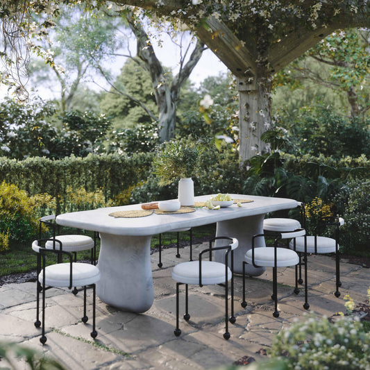 Athen 95" Grey Faux Stone Indoor / Outdoor Rectangular Dining Table - Image 2