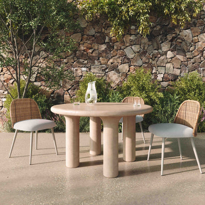 Barbara 47" Cream Lightweight Faux Stone Indoor/Outdoor Round Dining Table - Default Title - Image 1