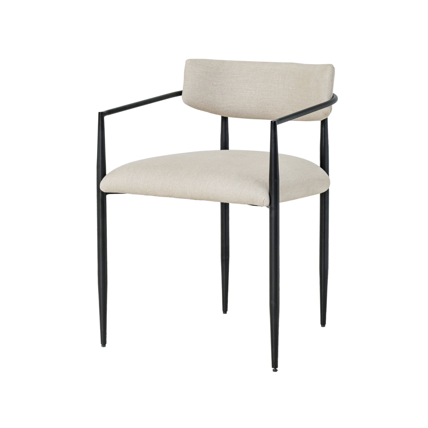 Forte Cream Linen Forged Iron Dining Chair - Image 3