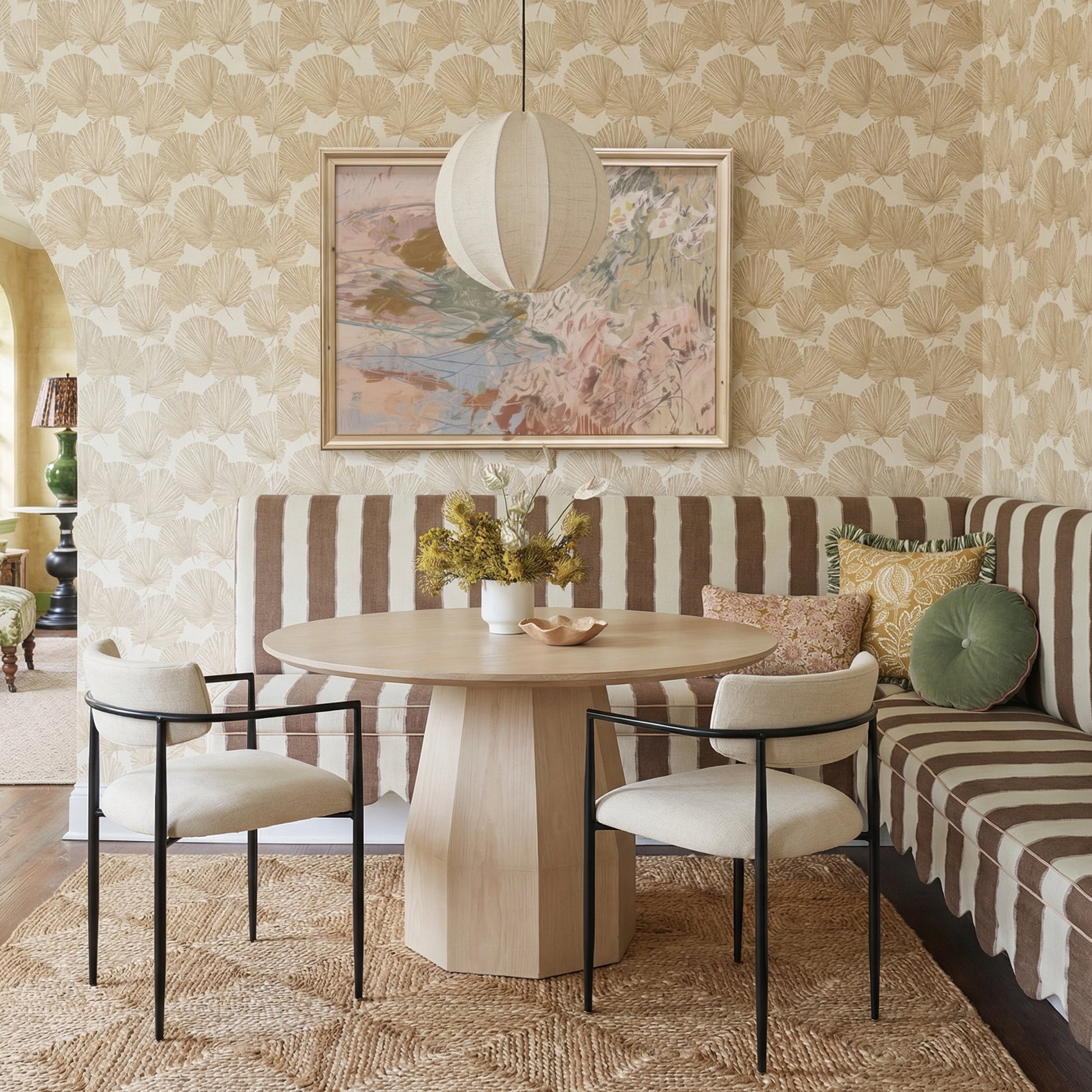Forte Cream Linen Forged Iron Dining Chair - Image 2