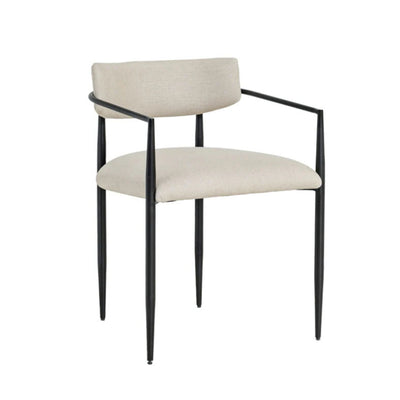 Forte Cream Linen Forged Iron Dining Chair - Image 1