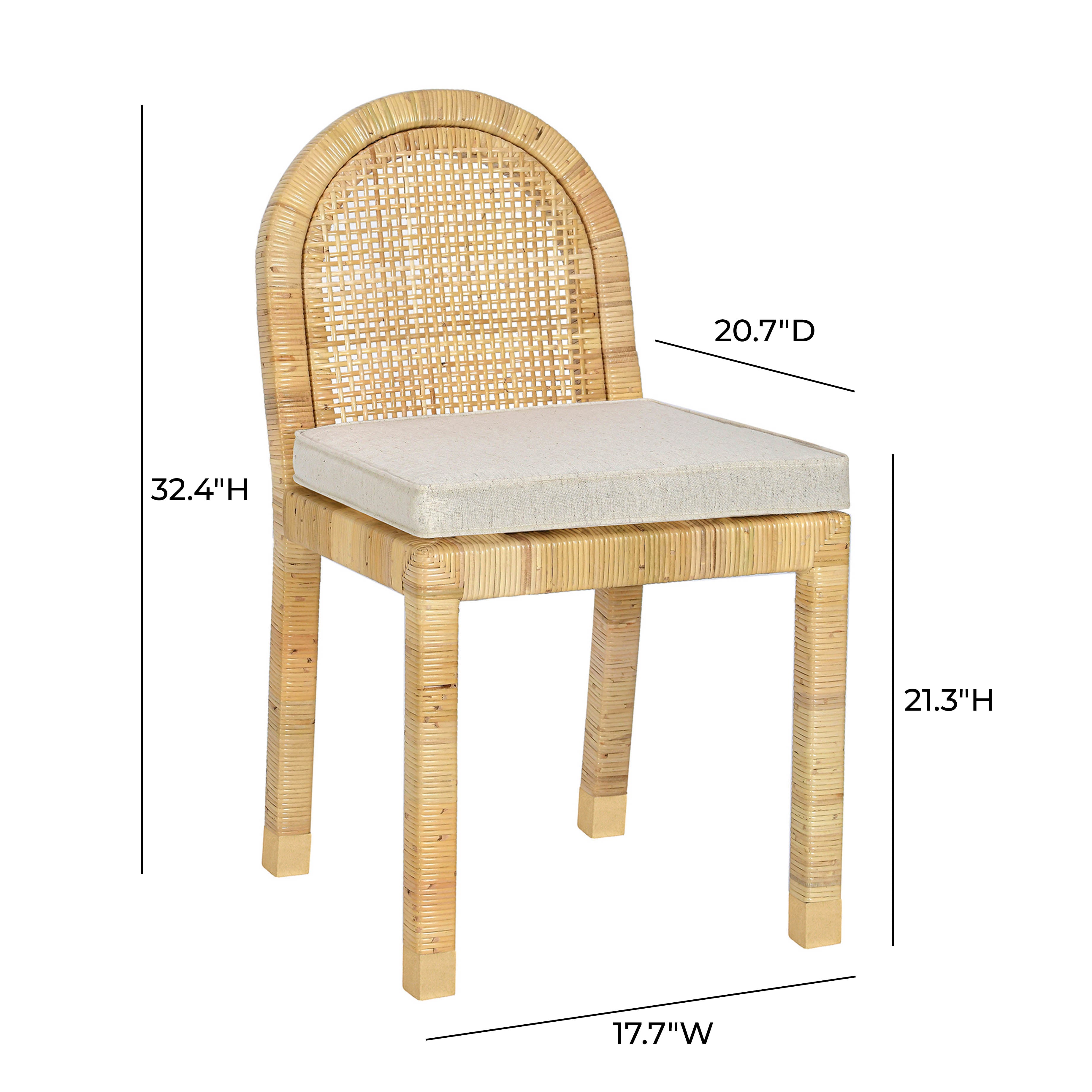 Amara Cream Contract-Grade Linen Arched Dining Chair - Thumbnail 3