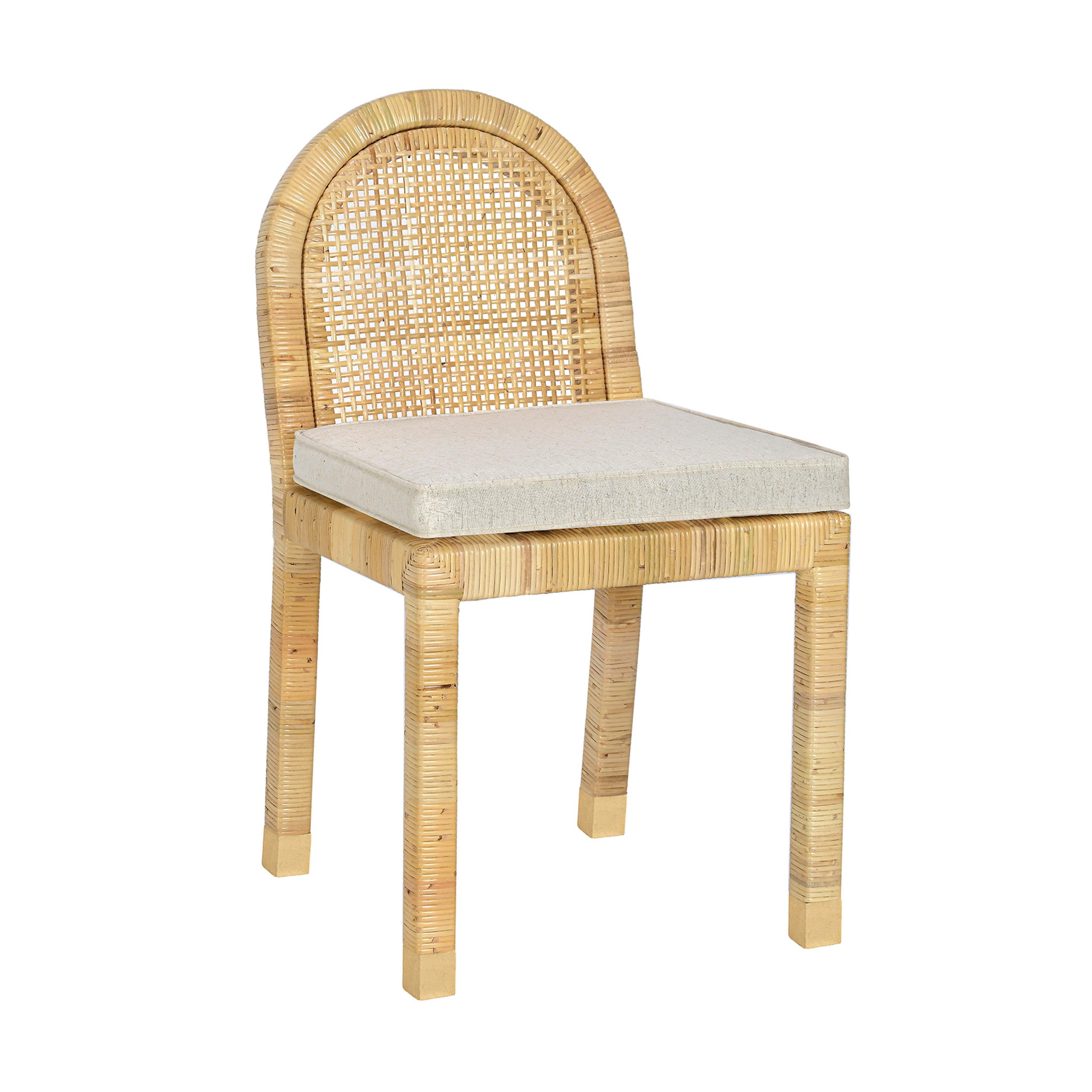 Amara Cream Contract-Grade Linen Arched Dining Chair - Thumbnail 2