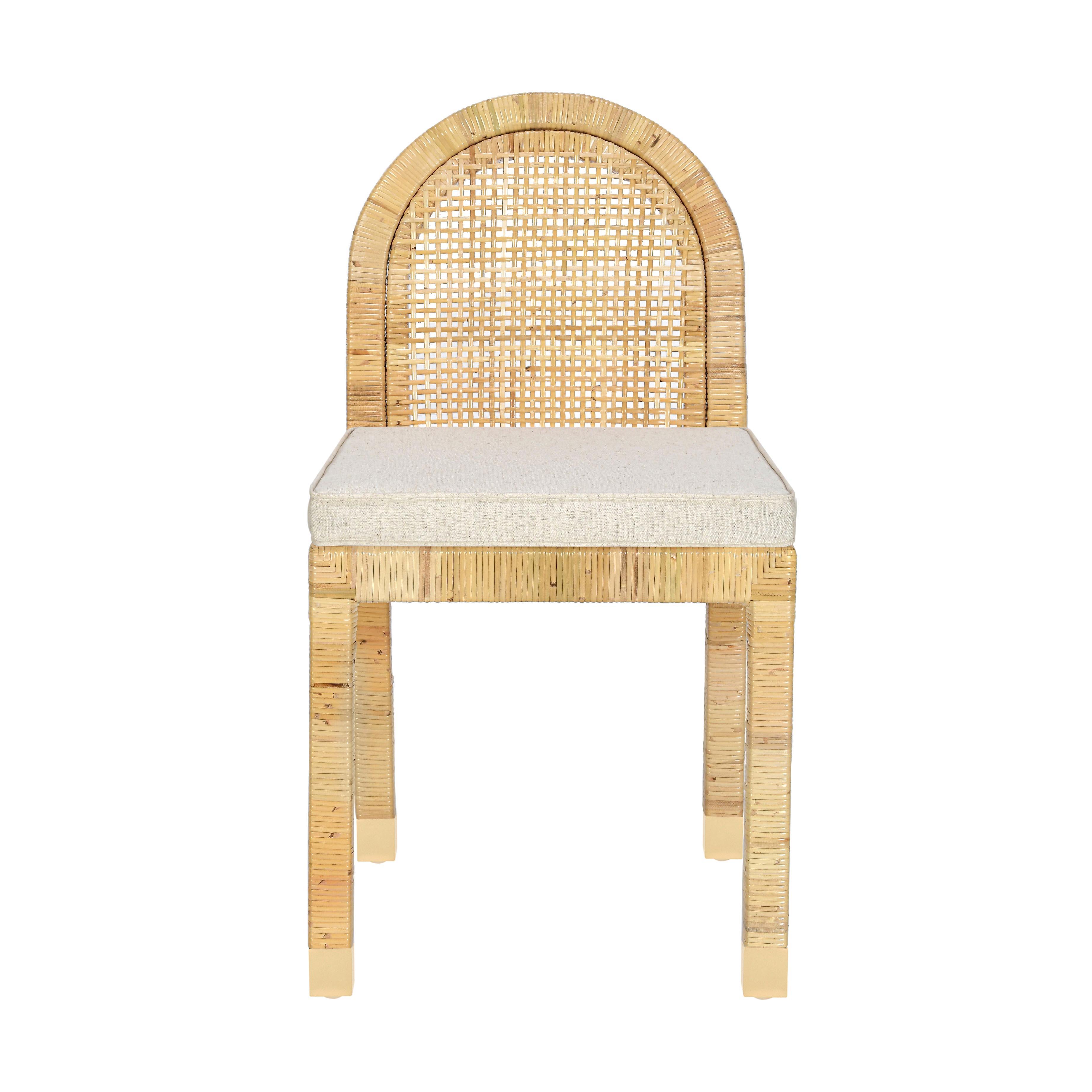 Amara Cream Contract-Grade Linen Arched Dining Chair
