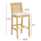 Amara Rattan & Cream Contract-Grade Linen Stool - Bar Height - Image 12