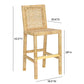Amara Rattan & Cream Contract-Grade Linen Stool - Bar Height - Image 5