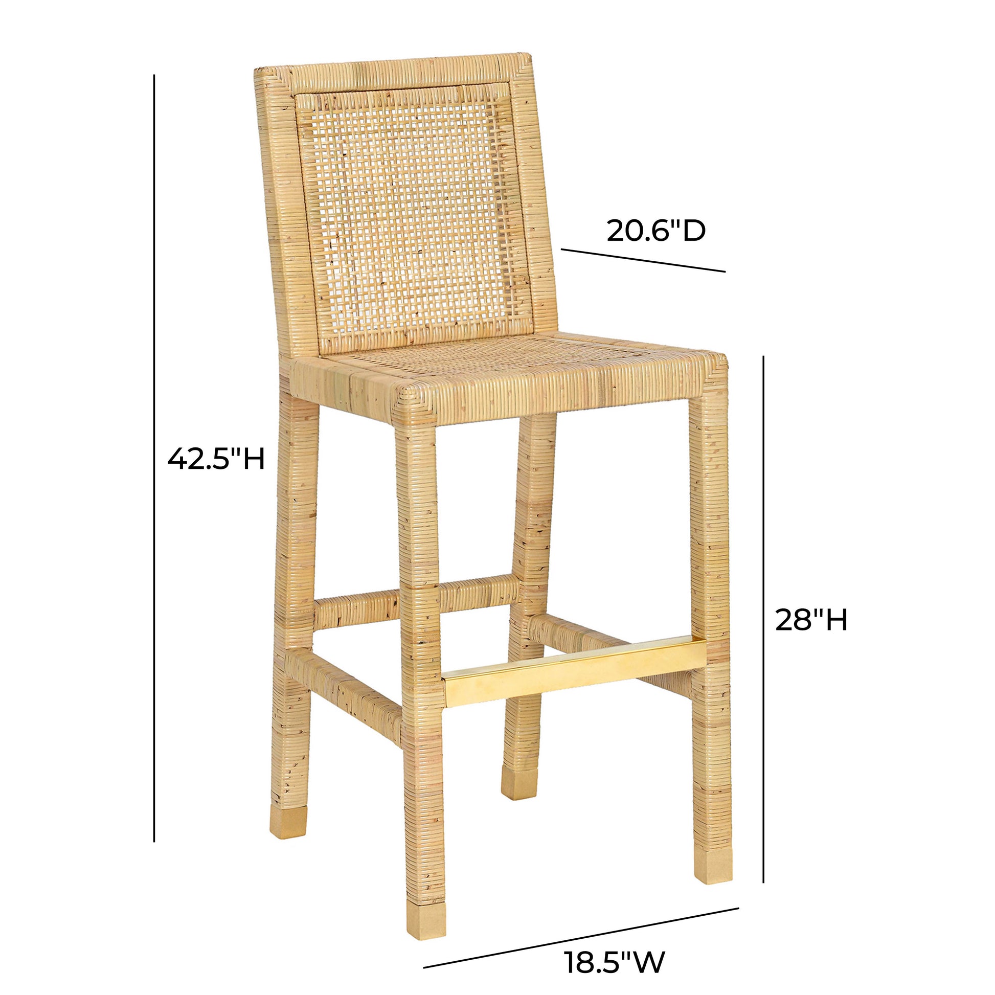 Amara Rattan & Cream Contract-Grade Linen Stool - Bar Height - Image 5