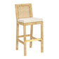 Amara Rattan & Cream Contract-Grade Linen Stool - Bar Height - Image 3