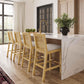 Amara Rattan & Cream Contract-Grade Linen Stool - Bar Height - Image 2