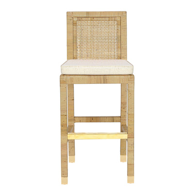 Amara Rattan & Cream Contract-Grade Linen Stool - Image 1
