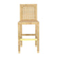 Amara Rattan & Cream Contract-Grade Linen Stool - Bar Height - Image 9