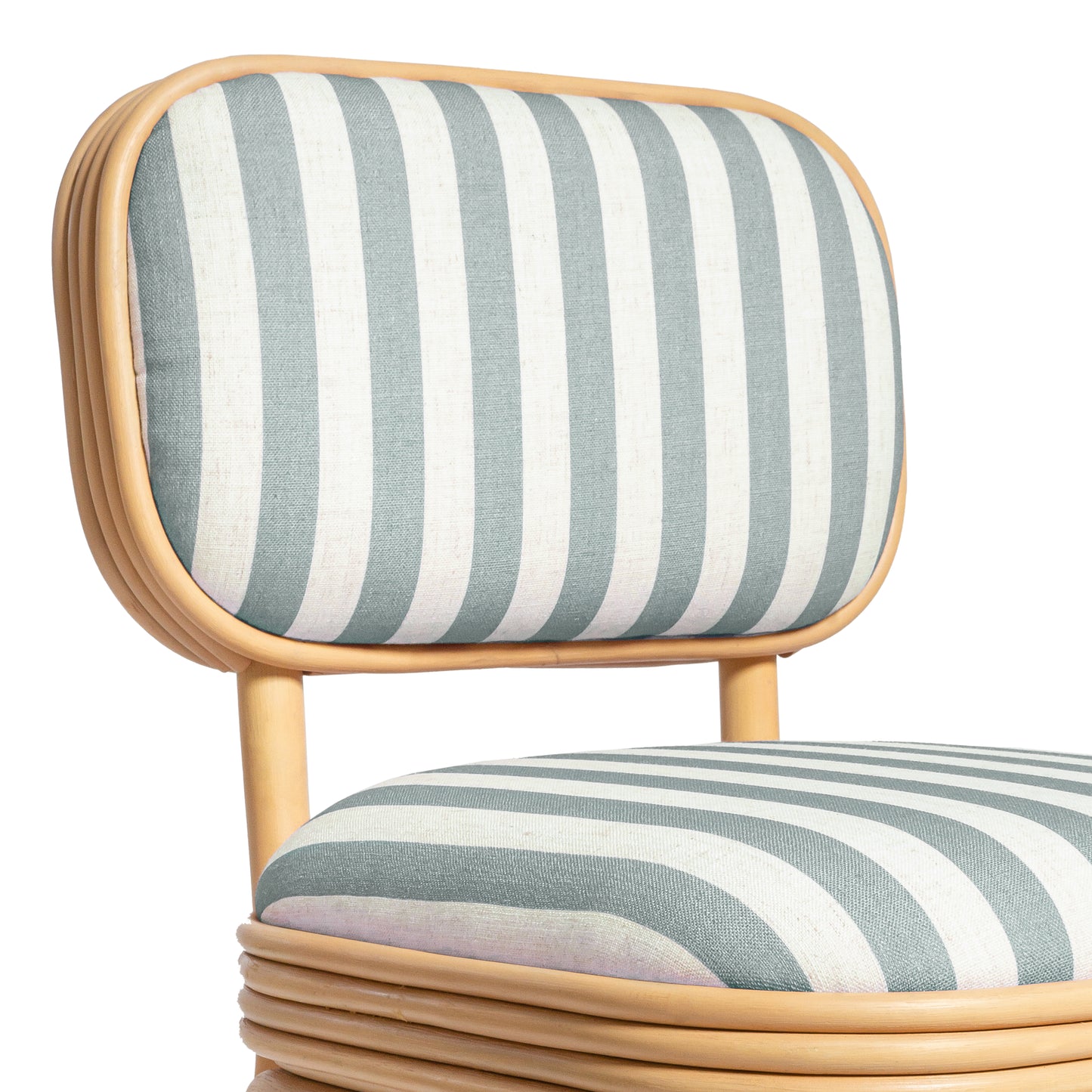 Dorine Striped Performance Linen & Rattan Dining Chair - Mint Green - Image 5