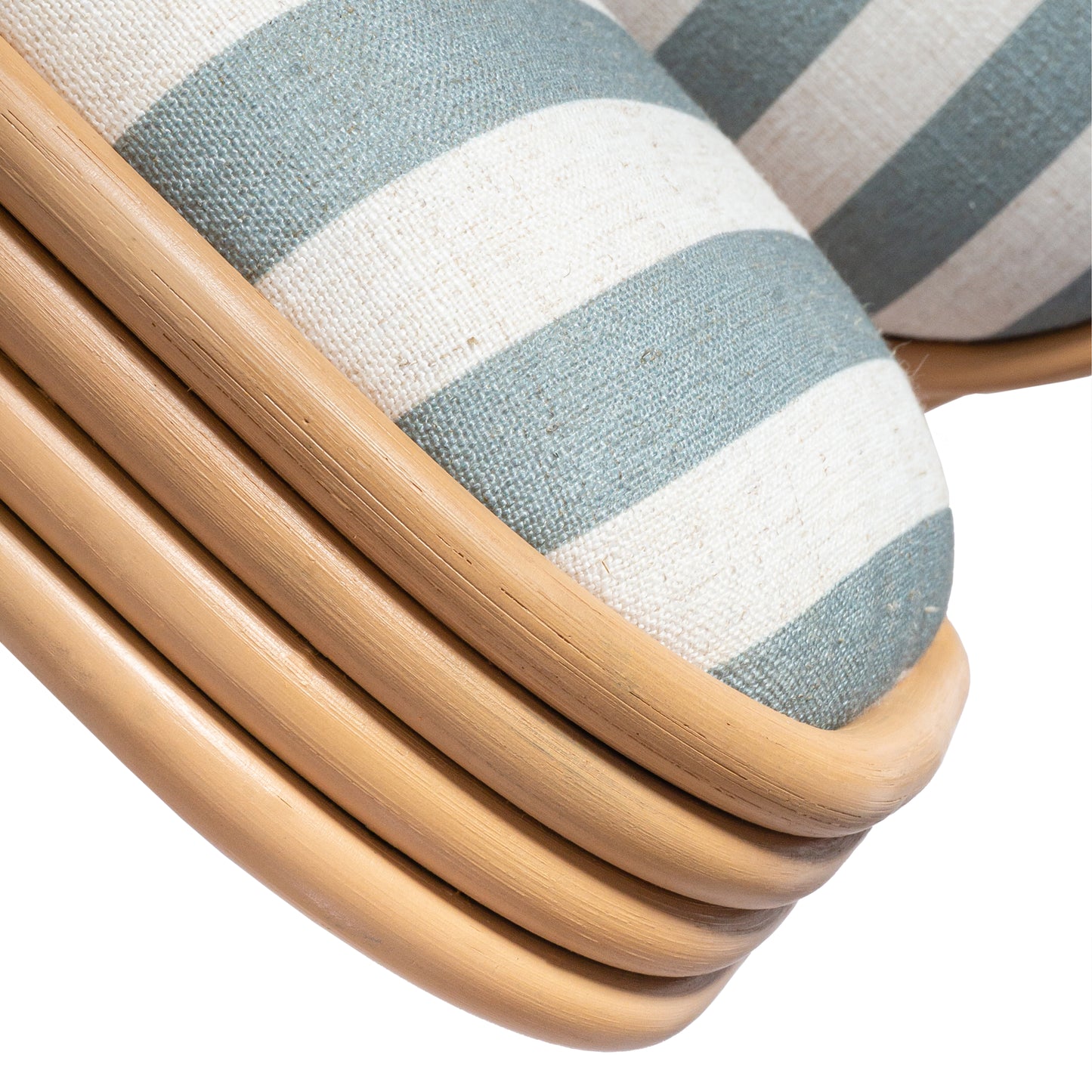 Dorine Striped Performance Linen & Rattan Dining Chair - Mint Green - Image 6