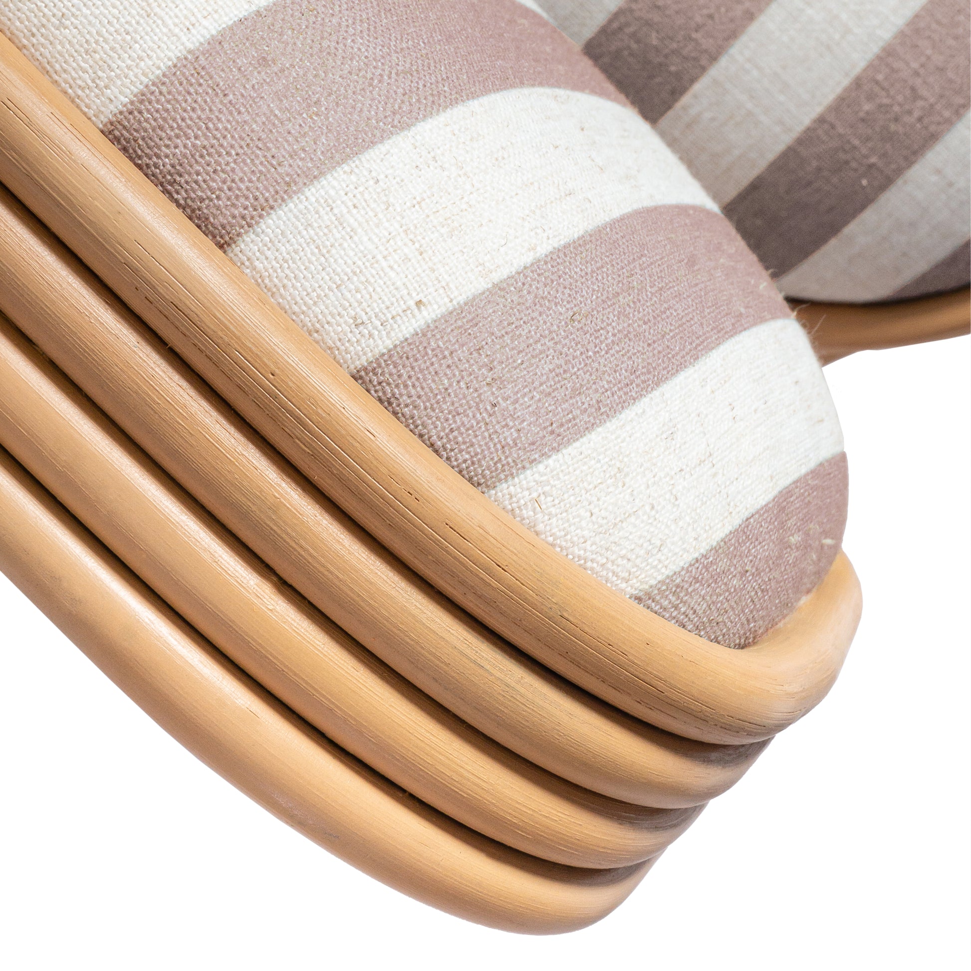 Dorine Striped Performance Linen & Rattan Dining Chair - Khaki - Image 6