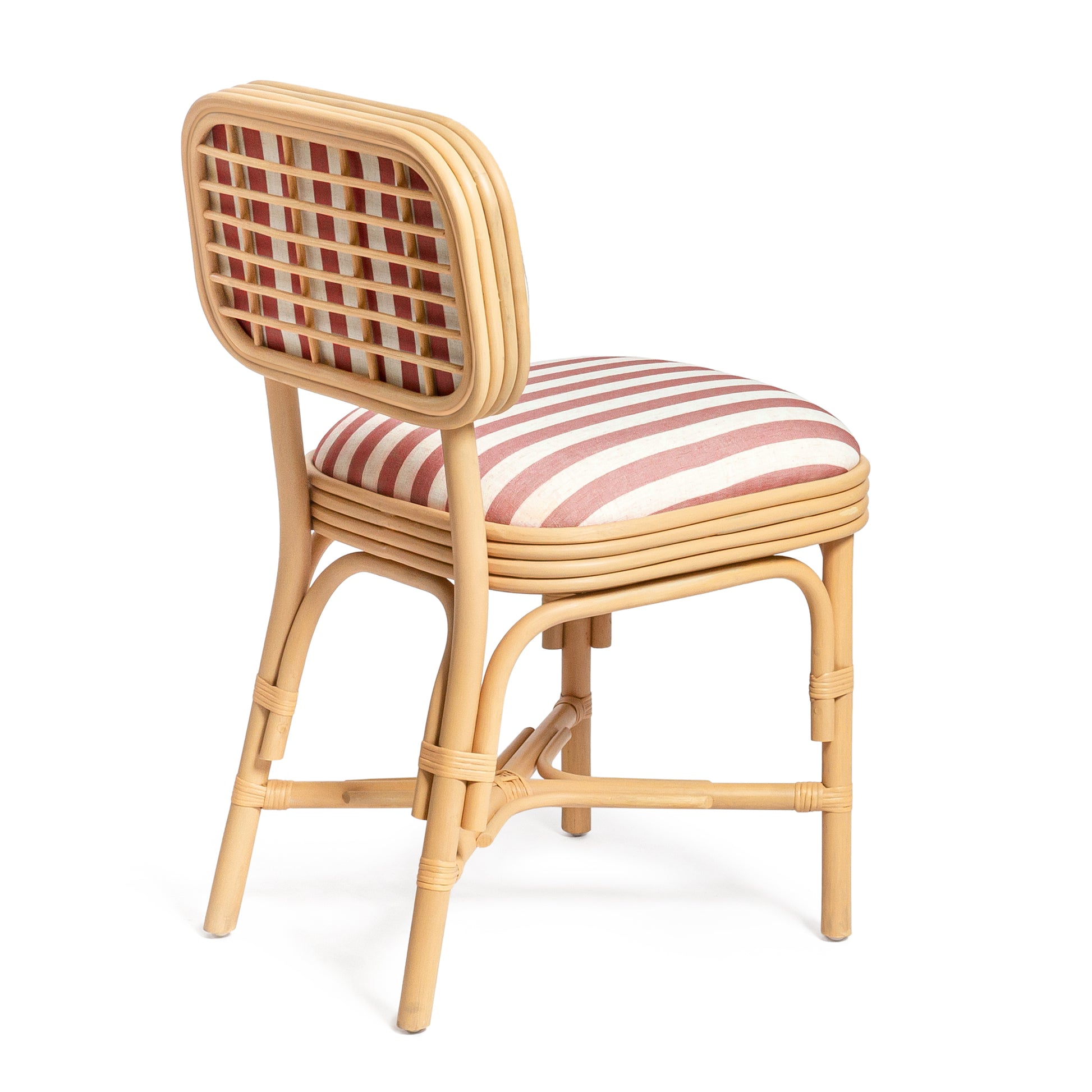 Dorine Striped Performance Linen & Rattan Dining Chair - Cherry - Image 4