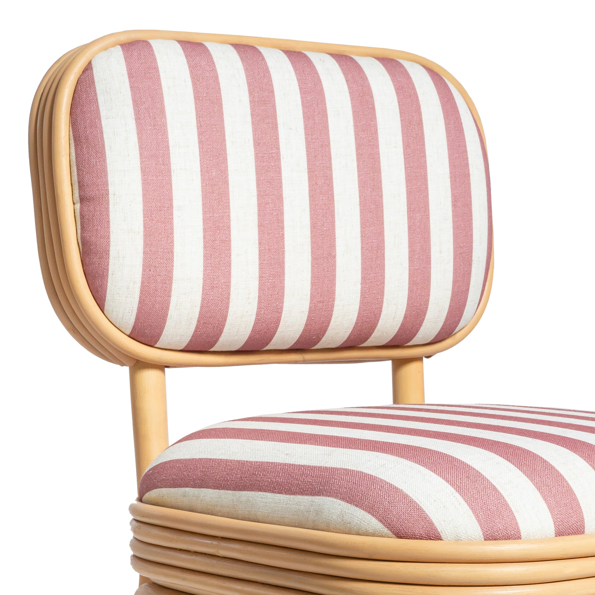 Dorine Striped Performance Linen & Rattan Dining Chair - Cherry - Image 5