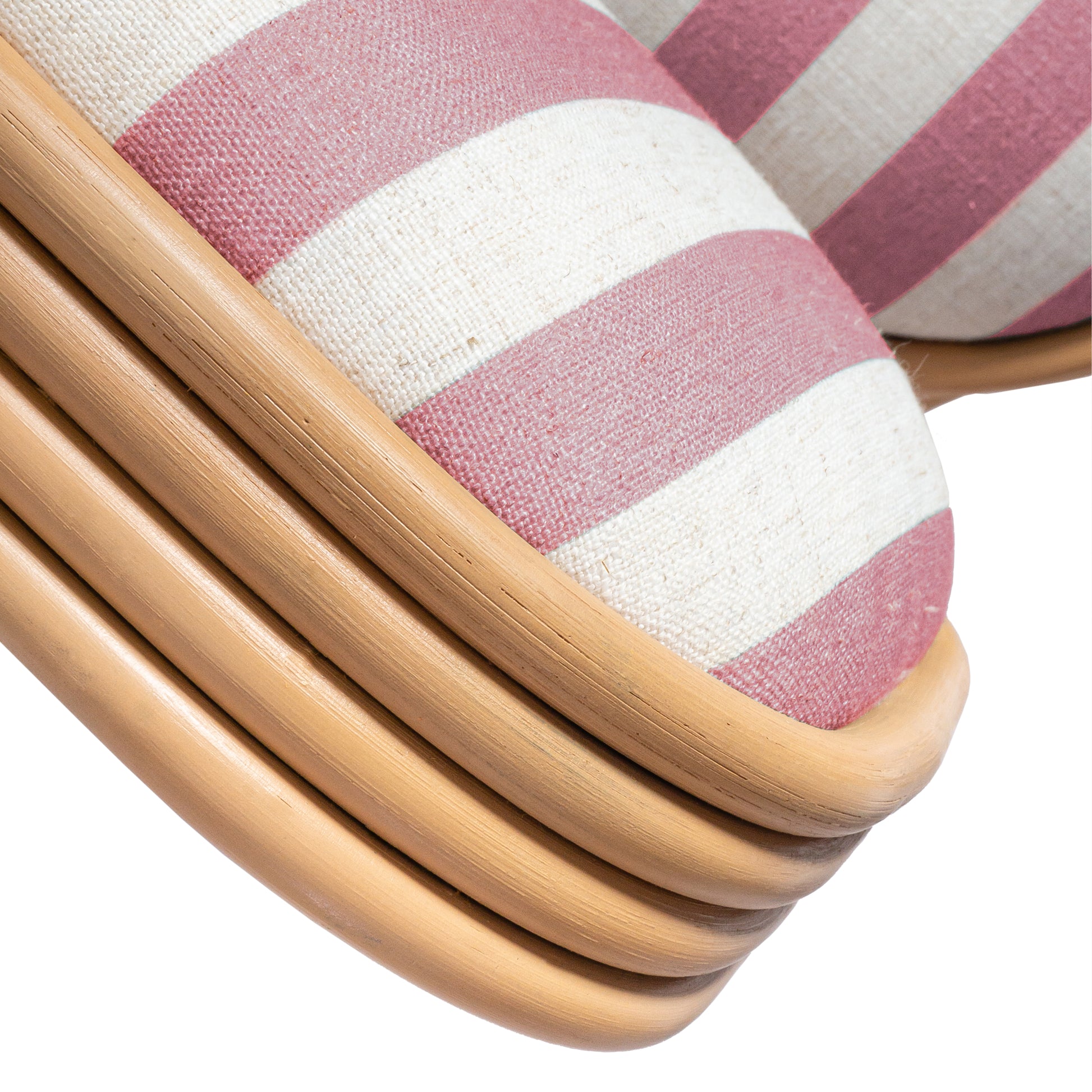Dorine Striped Performance Linen & Rattan Dining Chair - Cherry - Image 6