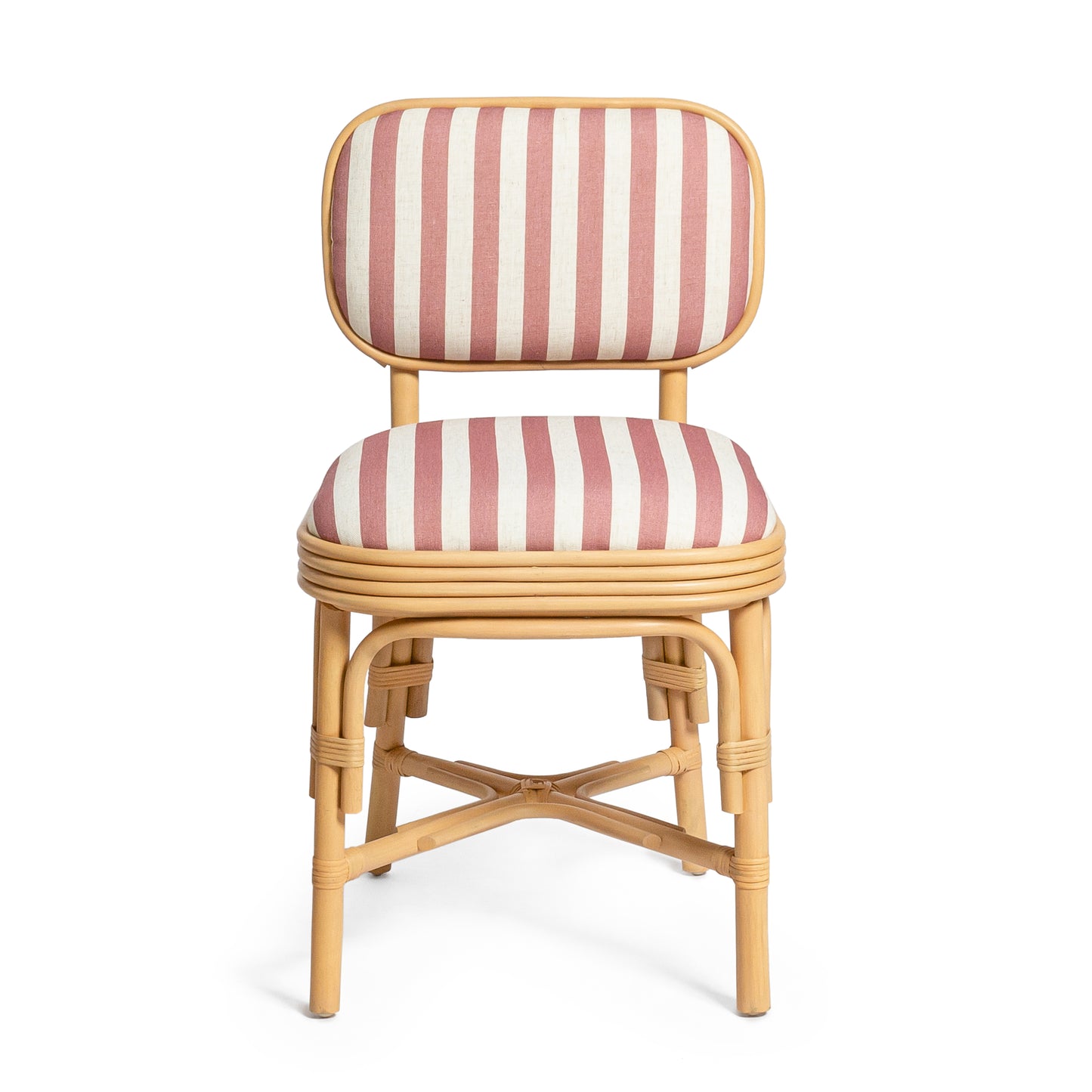 Dorine Striped Performance Linen & Rattan Dining Chair - Cherry - Image 2