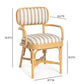 Dorine Striped Performance Linen & Rattan Dining Armchair - Khaki - Image 8