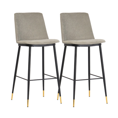 Evora Velvet Counter Stool - Set of 2 - Grey - Image 1