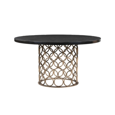 Valentina 57" Black Acacia Round Dining Table - Image 1