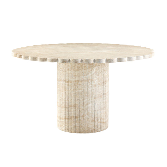 Blossom 54" Washed Faux Travertine Finish Indoor/Outdoor Round Dining Table - Image 1