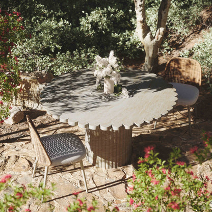 Blossom 54" Washed Faux Travertine Finish Indoor/Outdoor Round Dining Table - Default Title - Image 1
