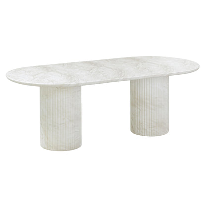 Brut 86" Concrete Patterned Indoor/Outdoor 86" Oval Dining Table - White - Image 1