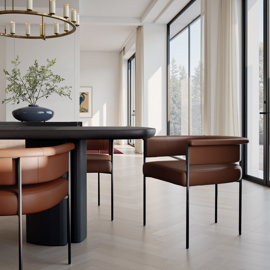Taylor Performance Vegan Leather Dining Chair - Brown - Image 2