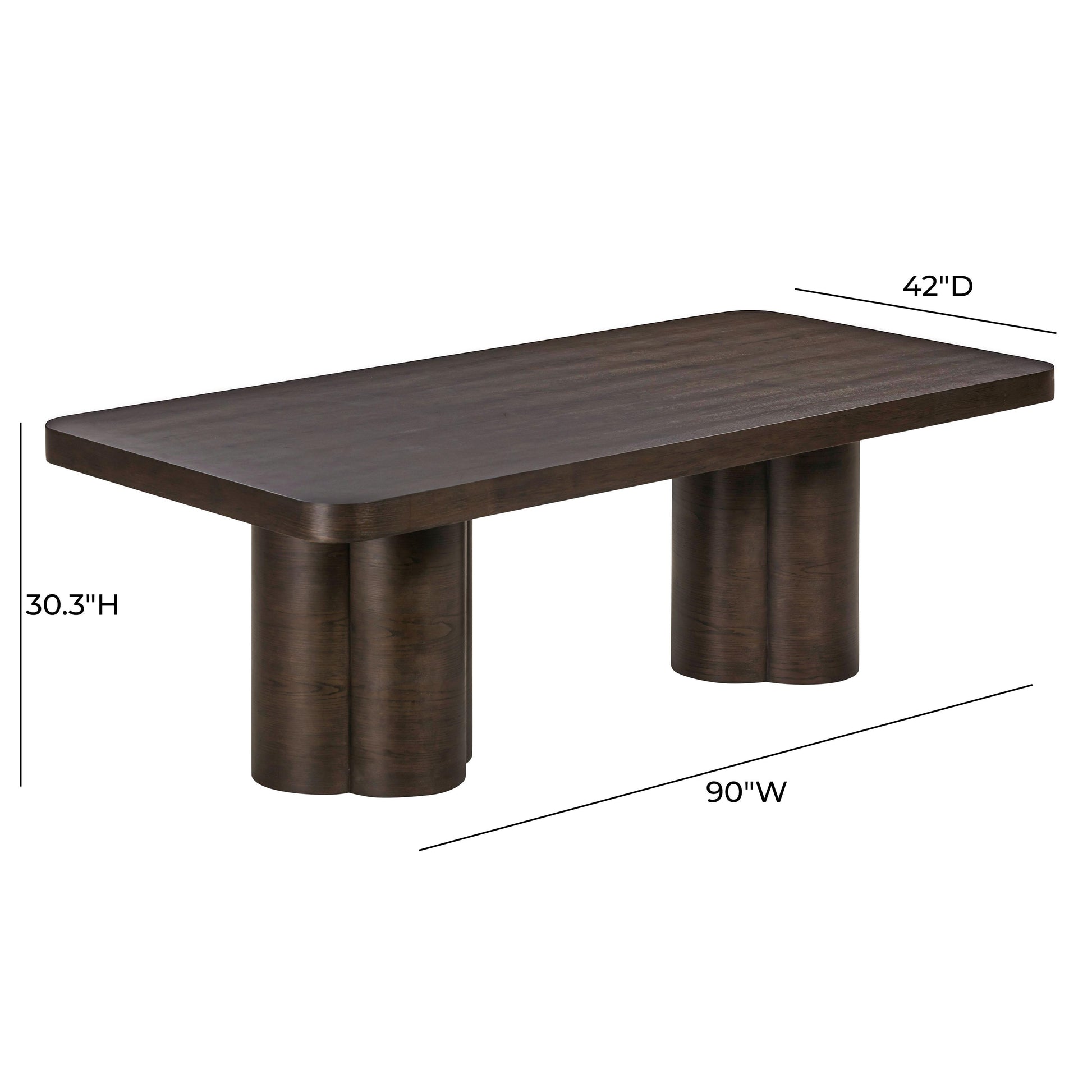 Bambi 90" Ash Rectangular Dining Table - Dark Brown - Image 5