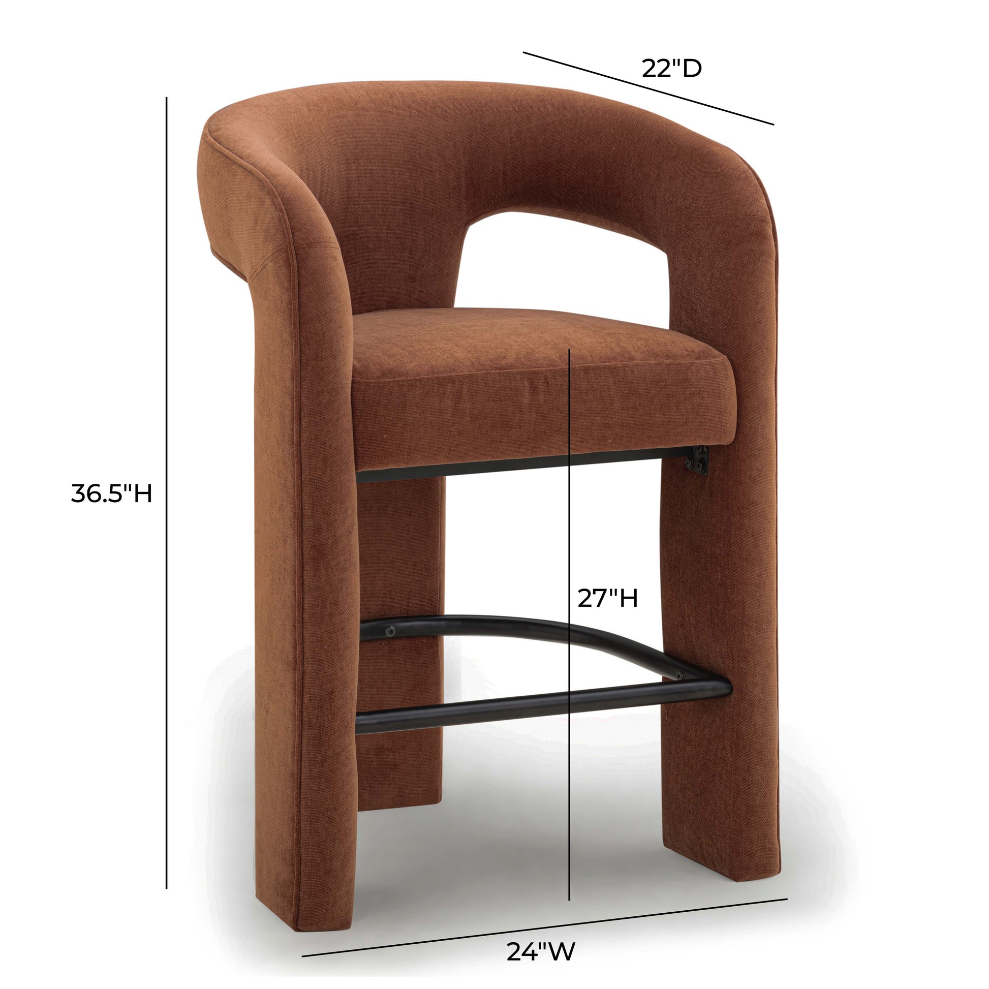Malone Performance Chenille Stool - Rust / Counter Height - Image 7