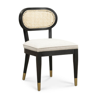 Cosette Black Dining Chair in Cream Performance Linen - Image 1