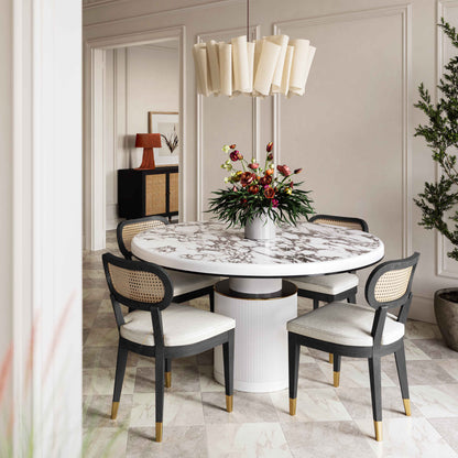Cosette Black Dining Chair in Cream Performance Linen - Default Title - Image 1