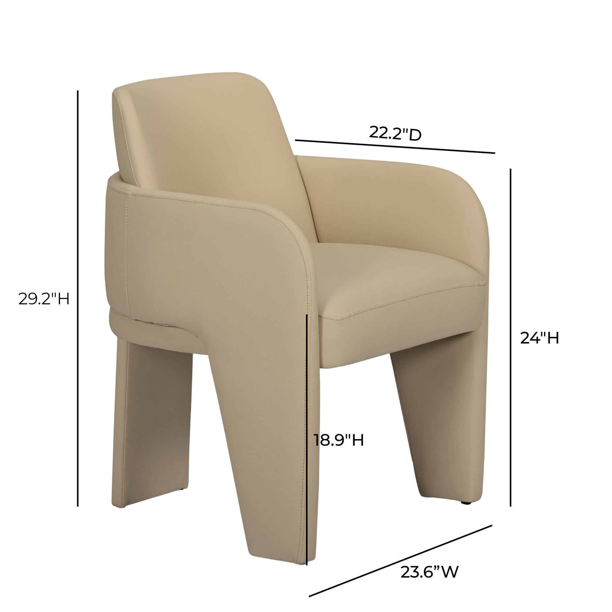 Leo Performance Vegan Leather Dining Chair - Taupe - Image 5