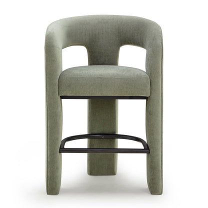 Malone Performance Chenille Stool - Green / Counter Height - Image 1